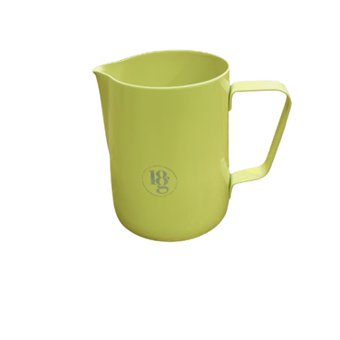 600ml Milk Pitcher Jug with 18g Logo – Bright Yellow, Heavy Duty Stainless Steel